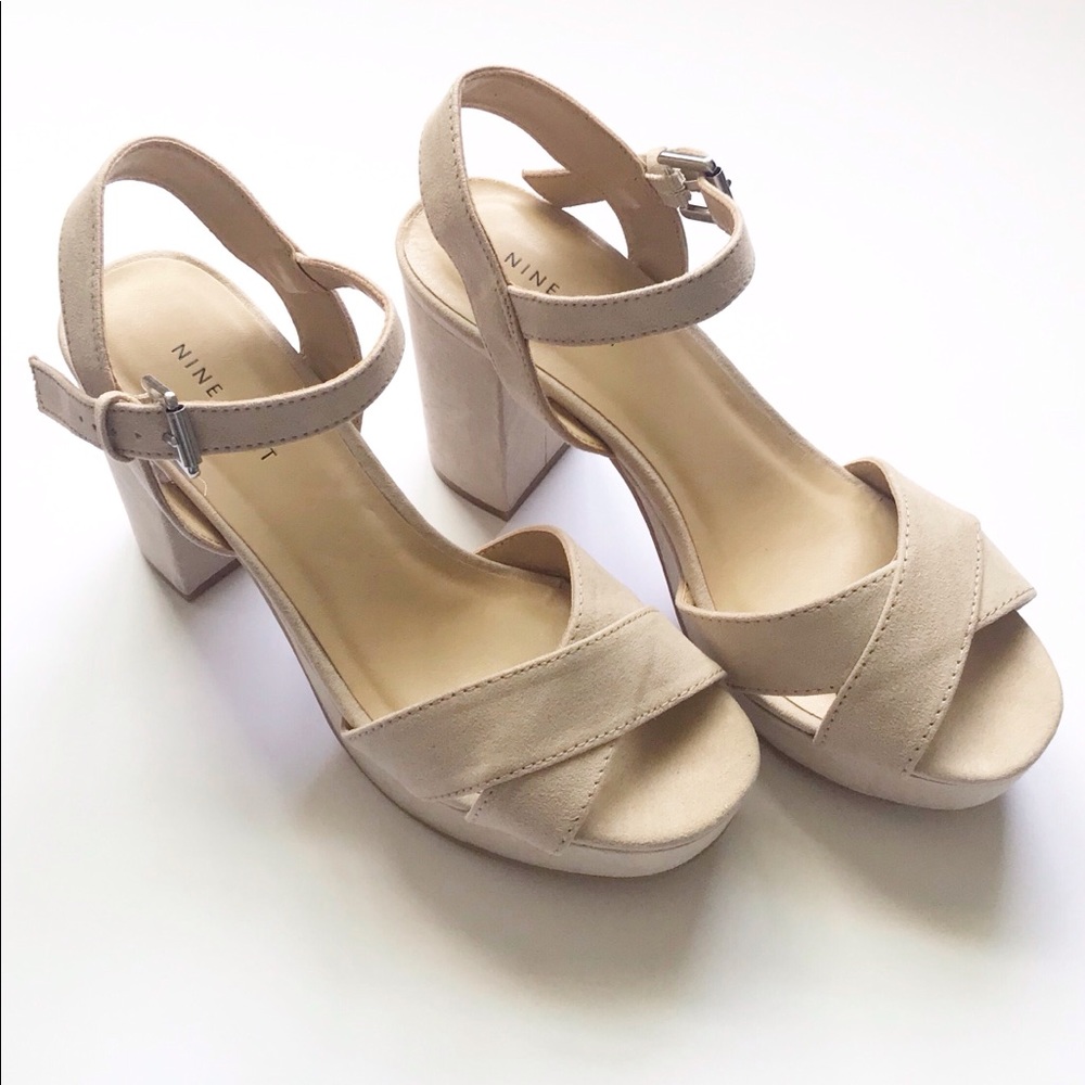 Nine West - Nude Suede Block Heel Sandal